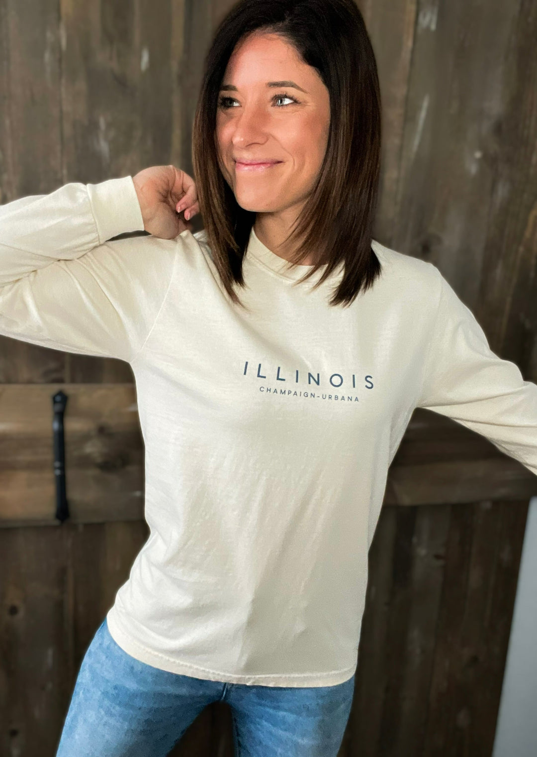 Women's Ivory Long Sleeve Illinois tee | Comfort Colors | Champaign-Urbana