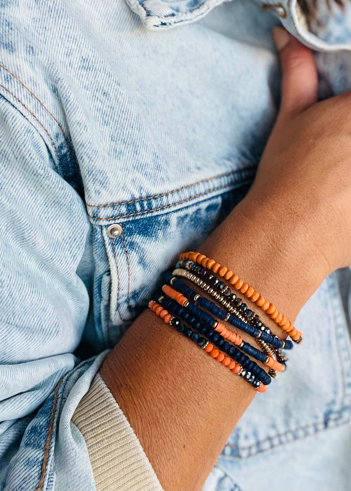 Navy & Orange Bracelet Stack