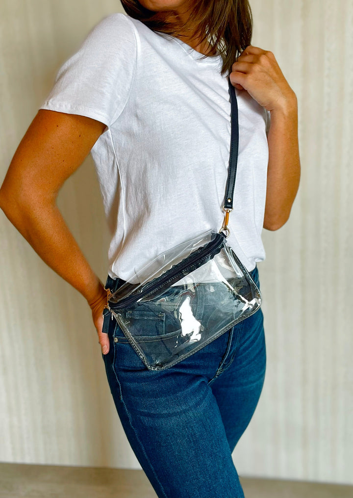 Illinois Clear Purse with Patterned Shoulder Straps