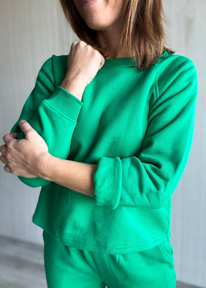 Women's Kelly Green Fleece Raglan Sweatpants Set