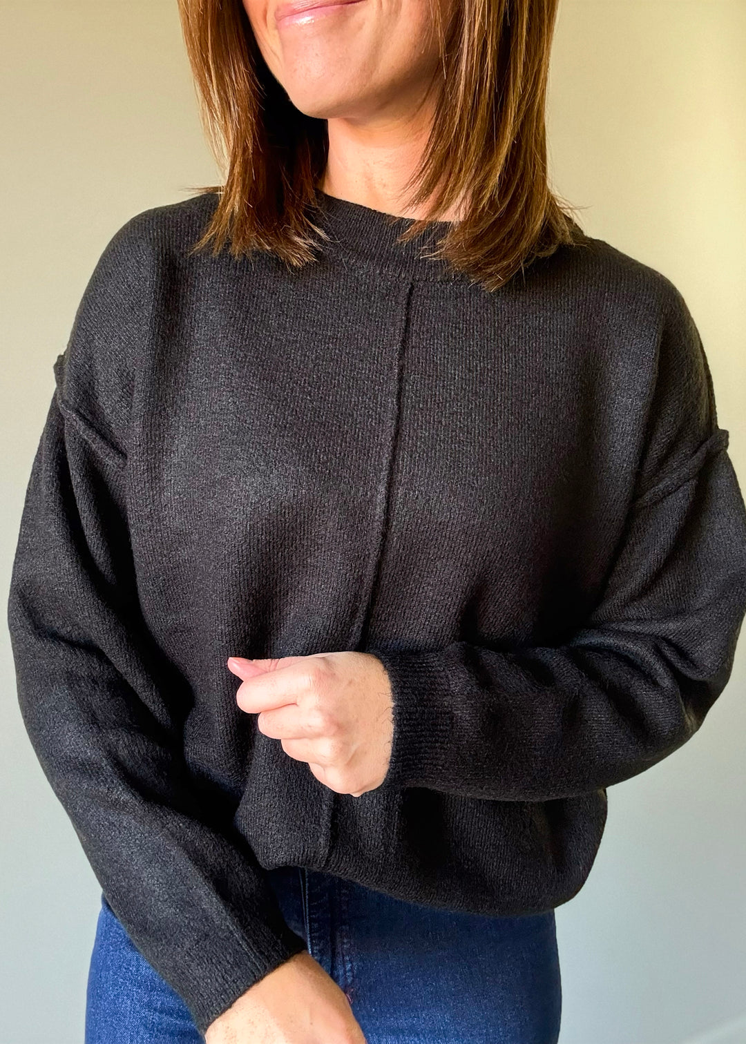 Women's Black Front Seam Sweater