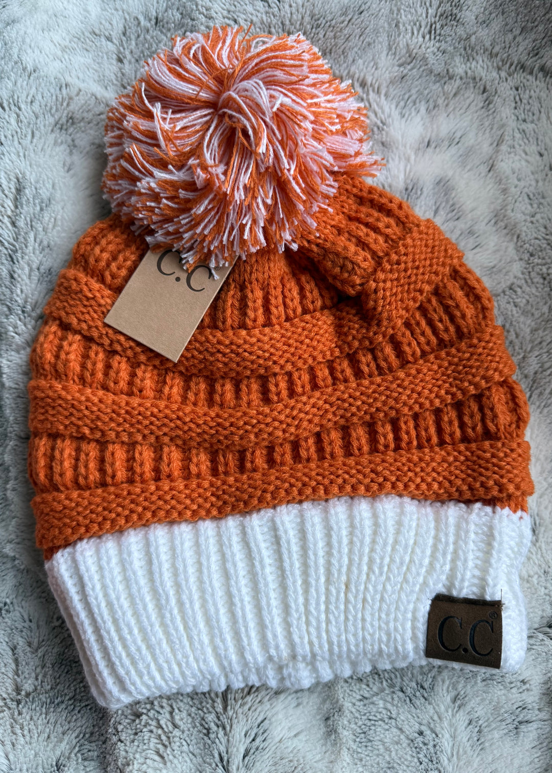Game Day Beanie Hat (Burnt Orange & White colors)