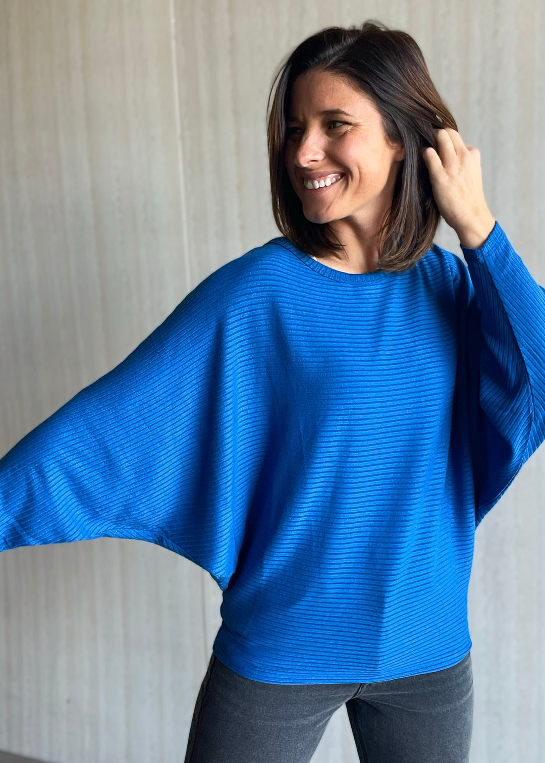 Blue Ribbed Sweater