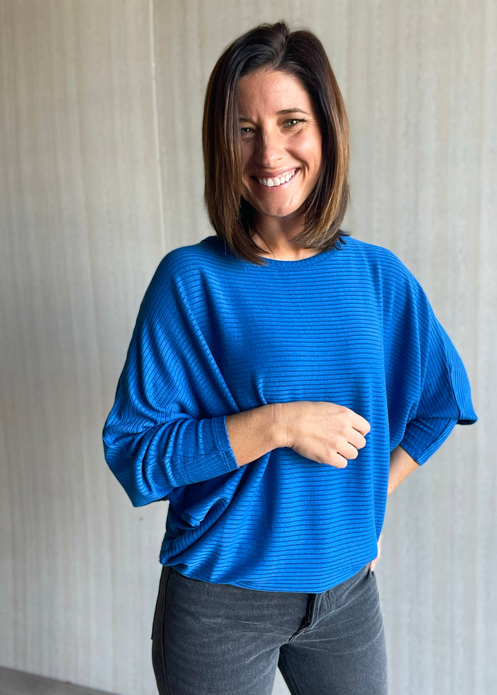 Blue Ribbed Sweater