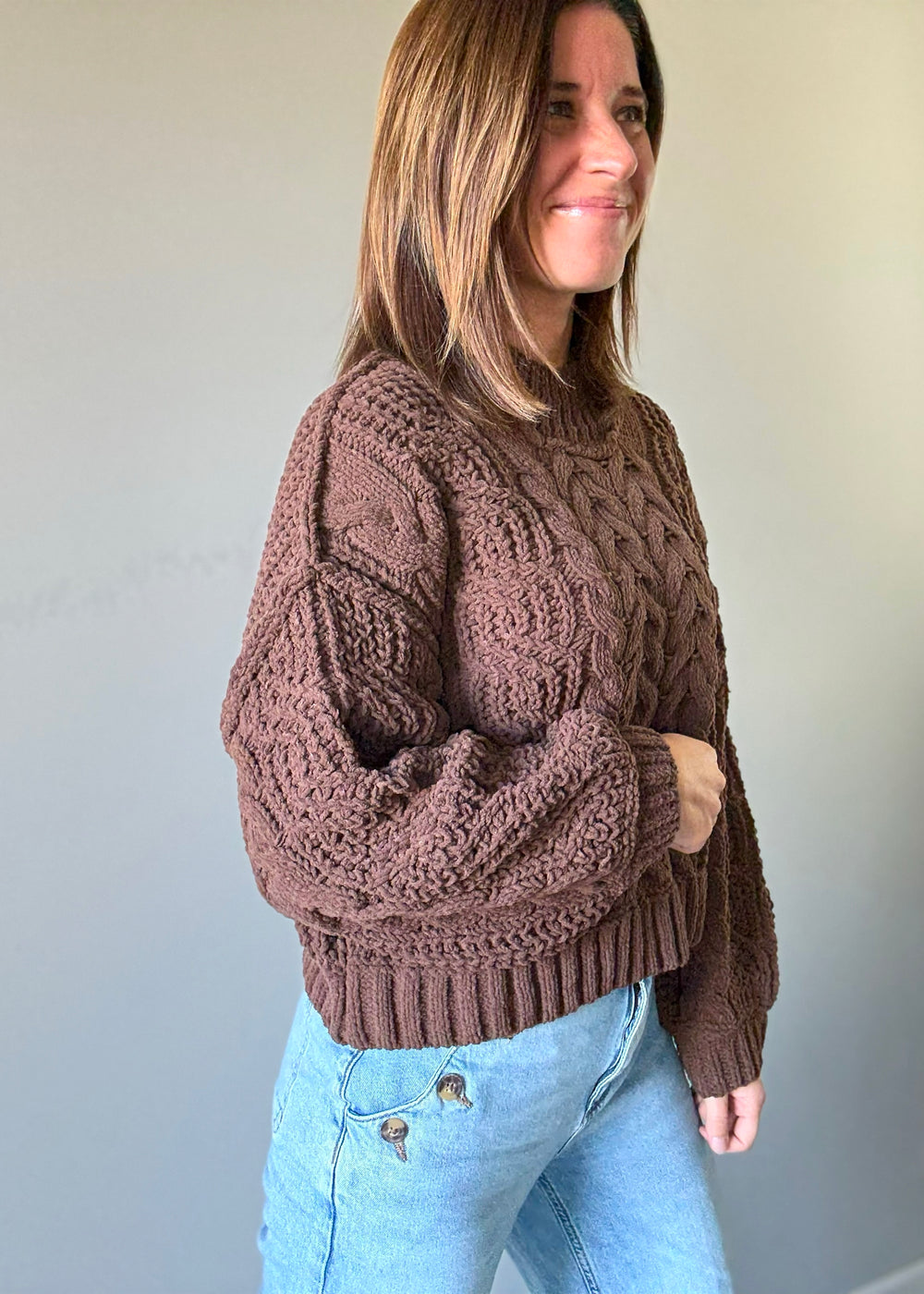 Brown Cable Knit Sweater