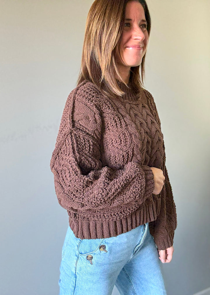 Brown Cable Knit Sweater