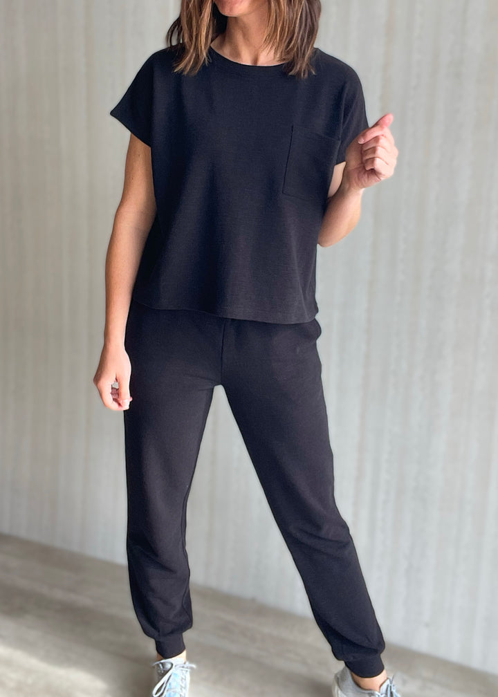 Women's Black Jogger Set  | Comfy Athleisure Lounge Set