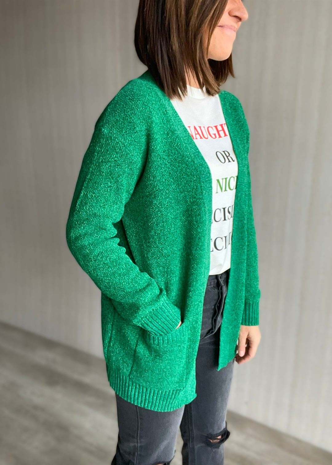 Women's Kelly Green Cardigan