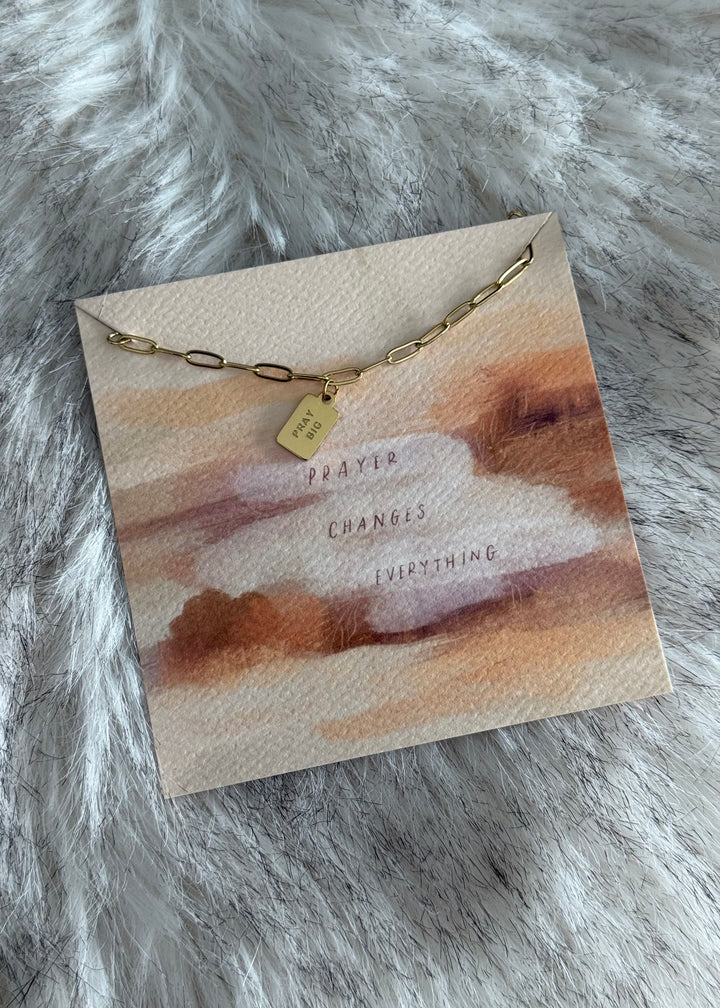 Pray Big Mini Tag Necklace
