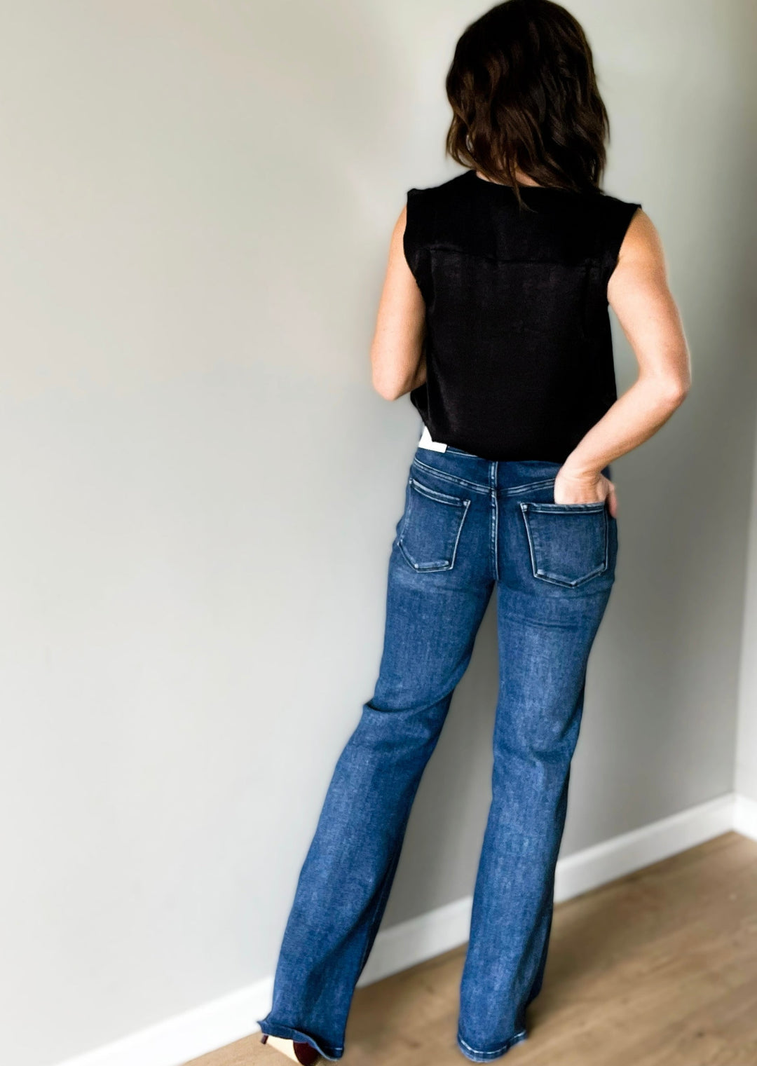 Women's Wide Leg Flare Jeans - KanCan High Rise Dark Wash Flares