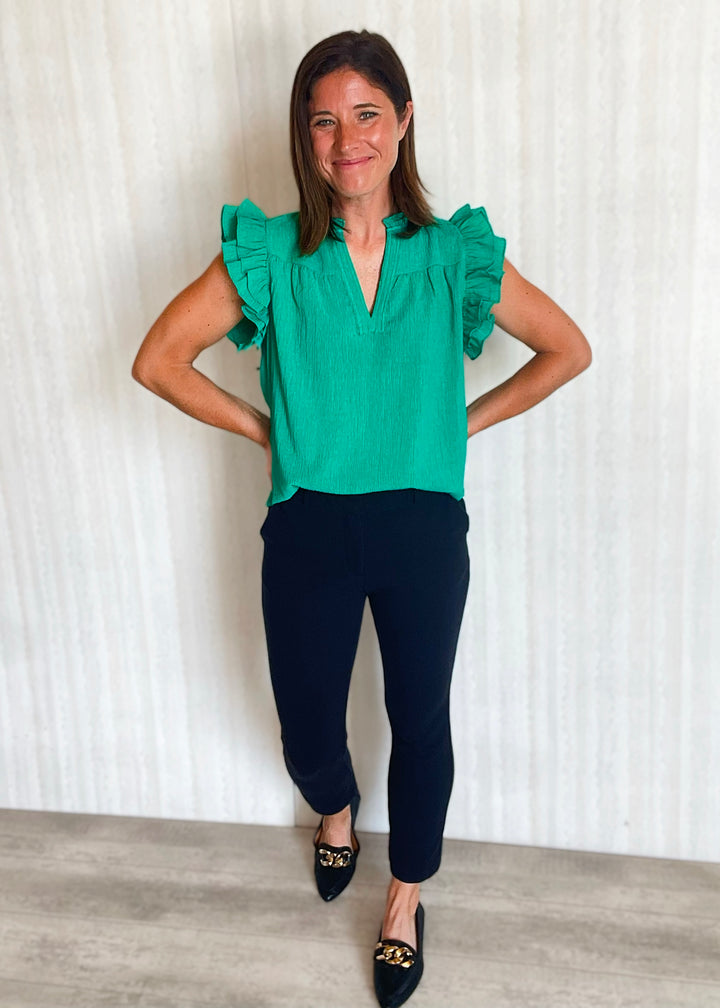 Kelly Green Woven Blouse