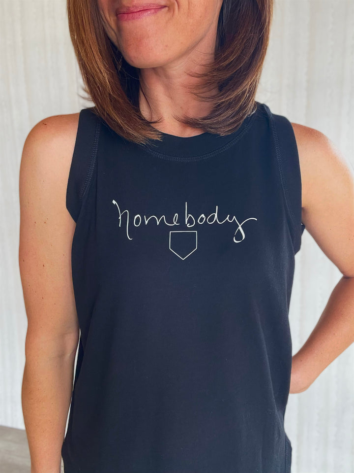 Women's Black Baseball Baseball Homebody Tank Top