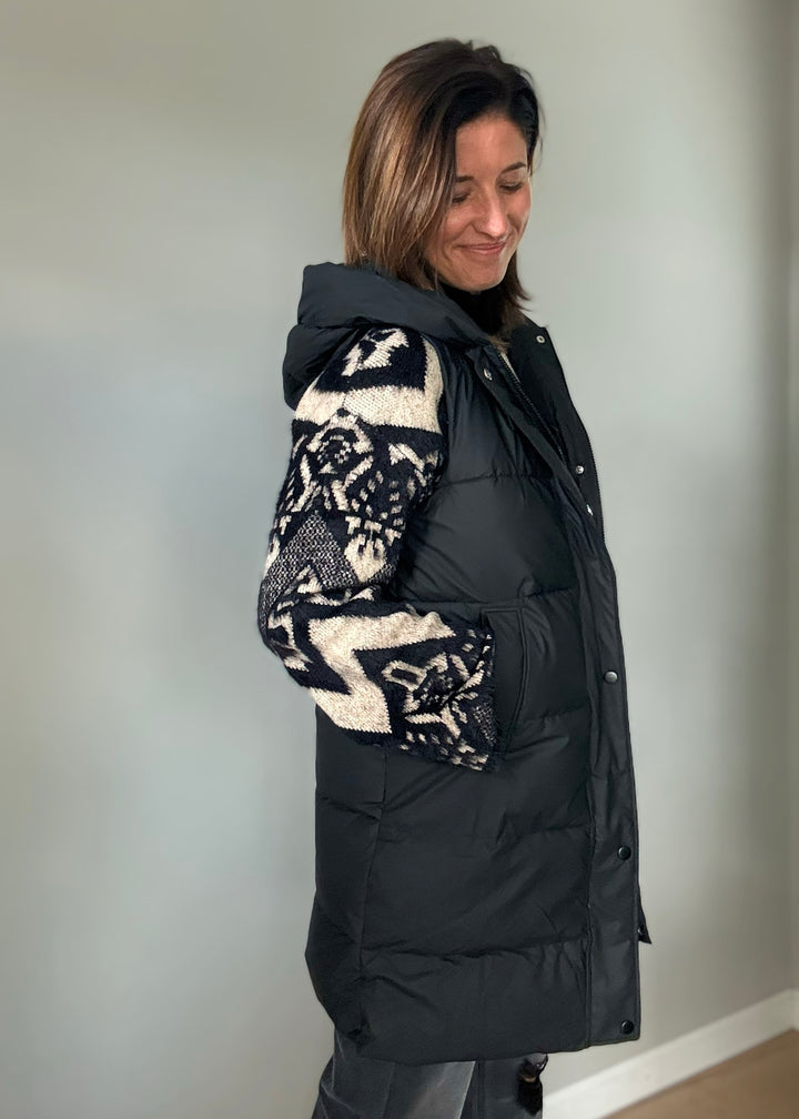 Women's Long Black Puffer Vest