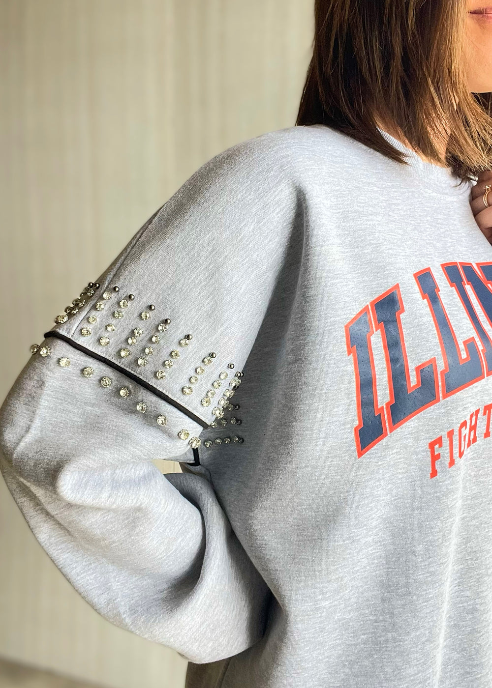 Women's Rhinestone Illinois Fighting Illini Sweatshirt