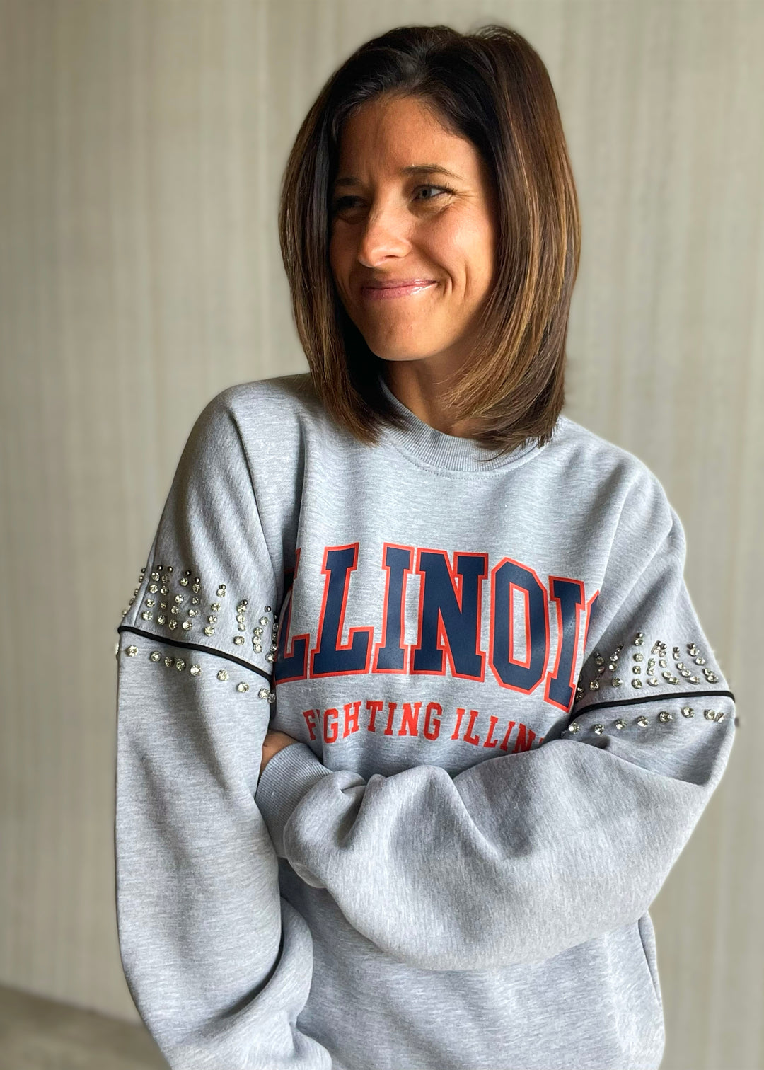 Women's Rhinestone Illinois Fighting Illini Sweatshirt