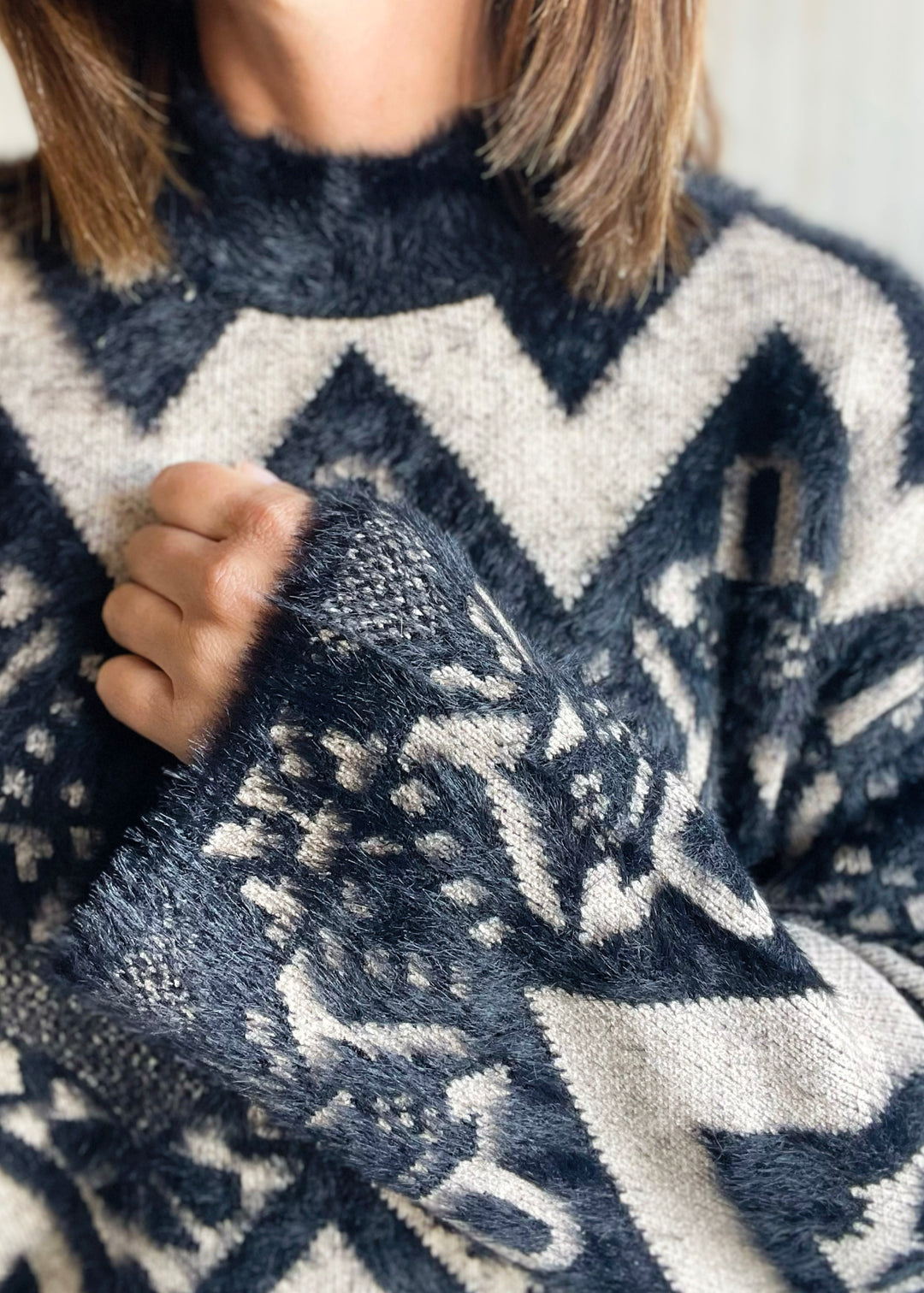 Women's Black Aztec Sweater