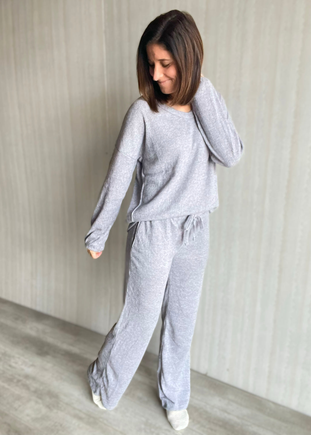 Women's Gray Brushed Lounge Pajama Set