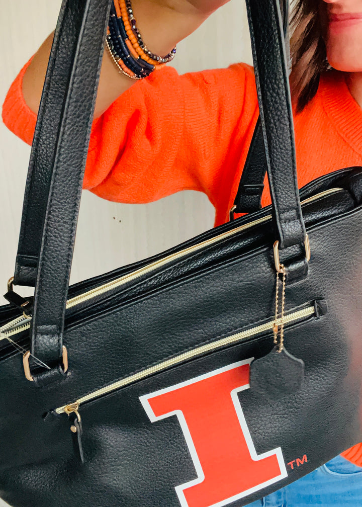 Black Fighting Illini Tote Cooler Bag