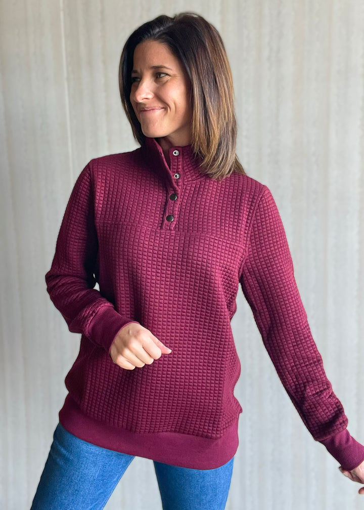 Burgundy Quilted Pullover