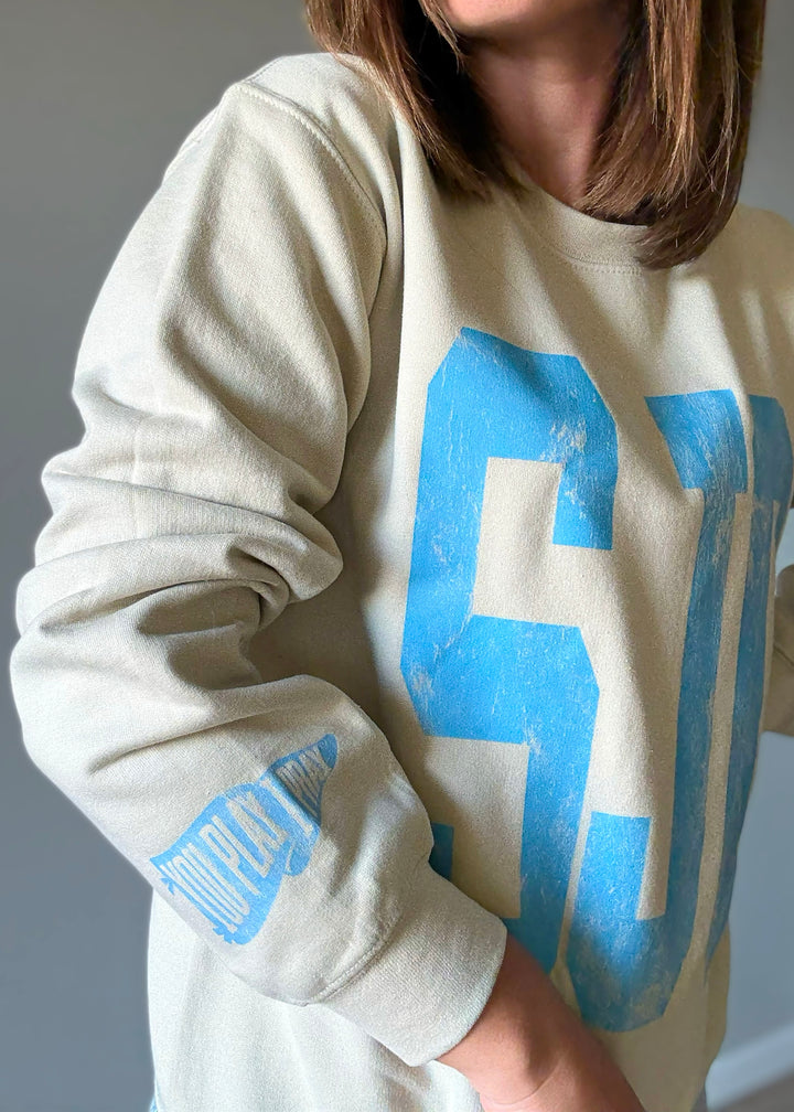 St. Joseph-Ogden SJO Women's Sweatshirt | Cream & Columbia Blue | St. Joseph Ogden SJO Fanwear