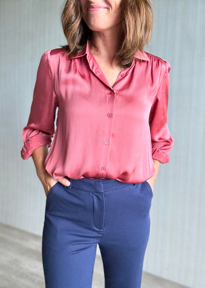 Skies Are Blue Women's Navy Knit Wide Leg Pants | Work Dress Pants