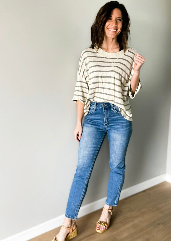 Women's KanCan Jeans at Embolden Boutique in Central Illinois - High Rise Slim Straight Medium/Light Wash Jeans