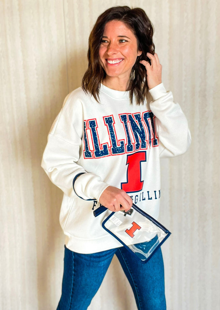 Women's Illinois Sweatshirt | Illinois Fighting Illini Drop Shoulder Crewneck Sweatshirt - Shop Embolden