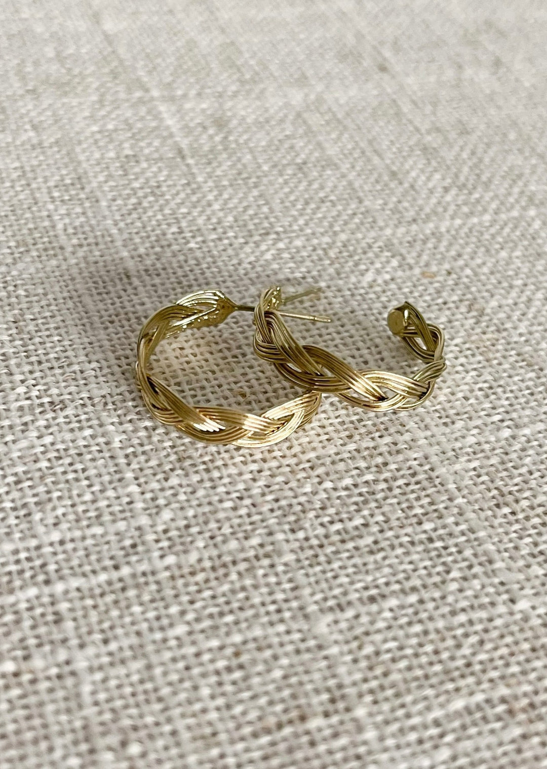 Small Gold Braided Hoop Earrings