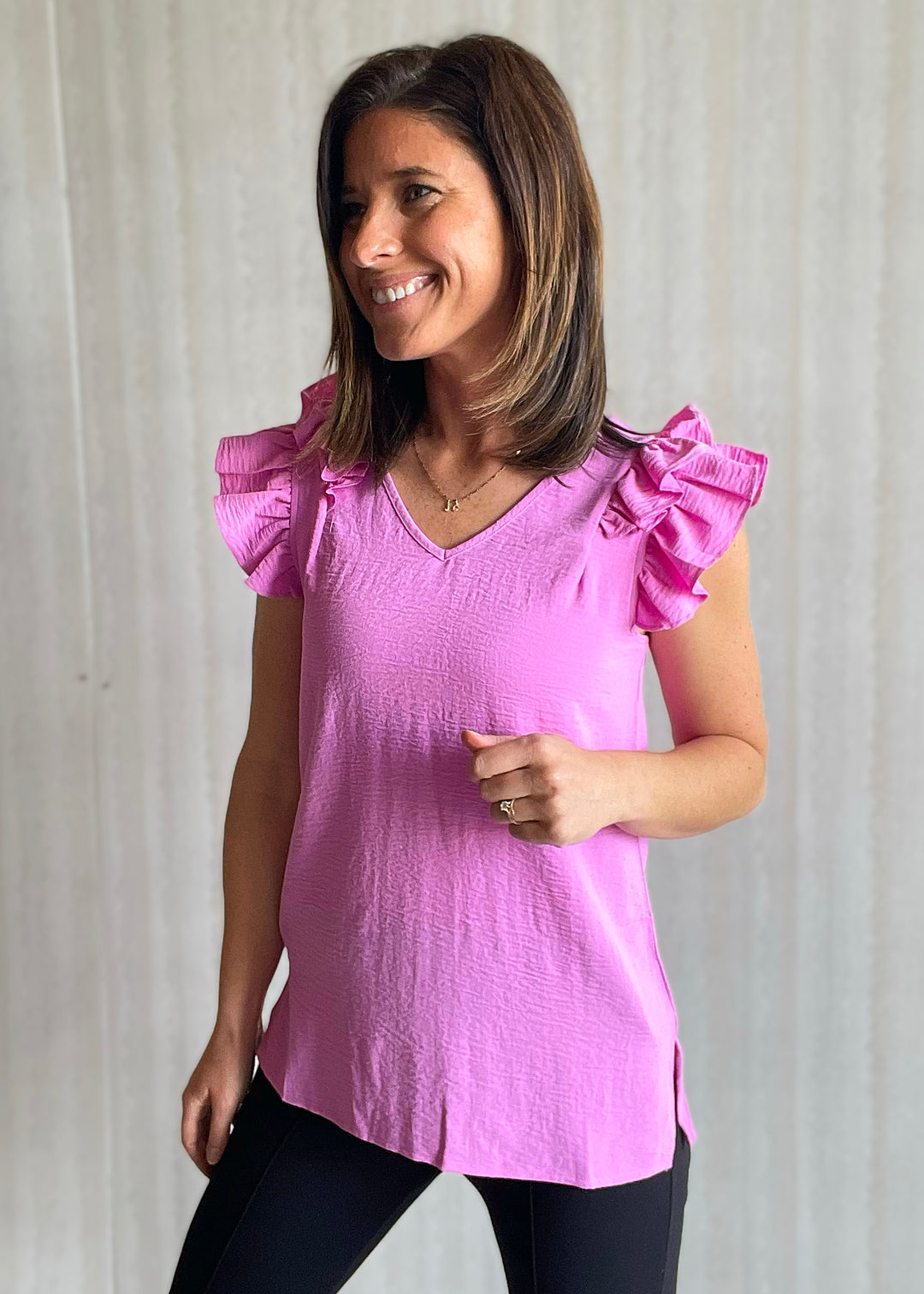 Women's Mauve Tiered Ruffle Sleeve Top