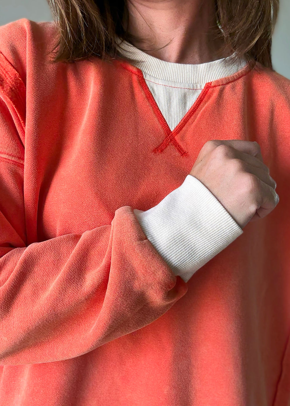 Women's Orange Color Block Pullover | Comfy Sweatshirts