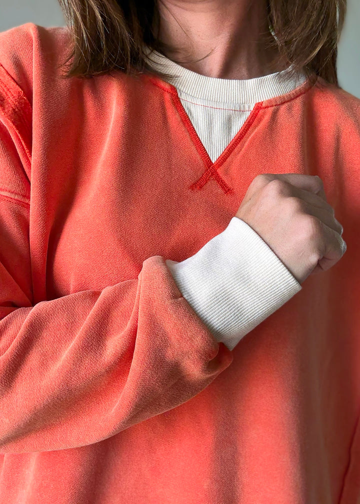 Women's Orange Color Block Pullover | Comfy Sweatshirts