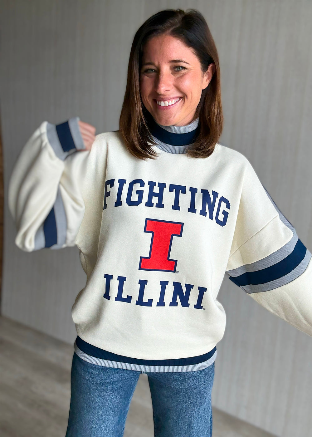 Women's Illinois Colorblock Turtleneck Sweatshirt | Illinois Illini Game Day Outifts 