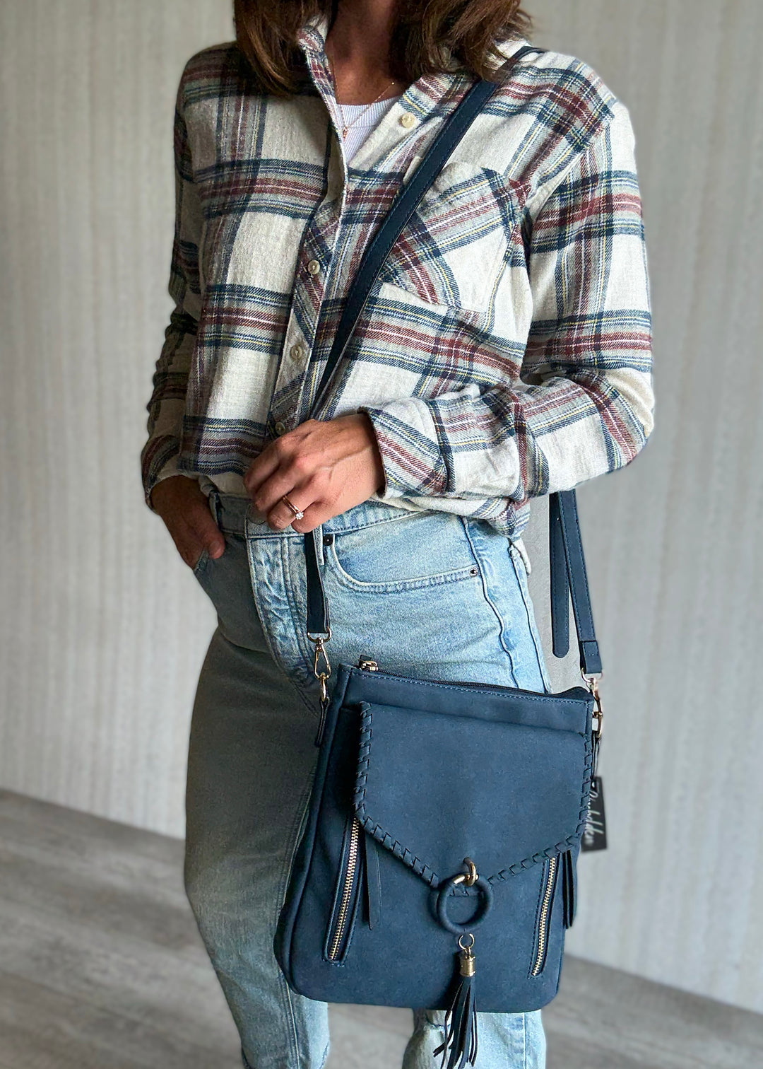 Women's Navy Crossbody Bag - Navy Layla Whipstitch Crossbody