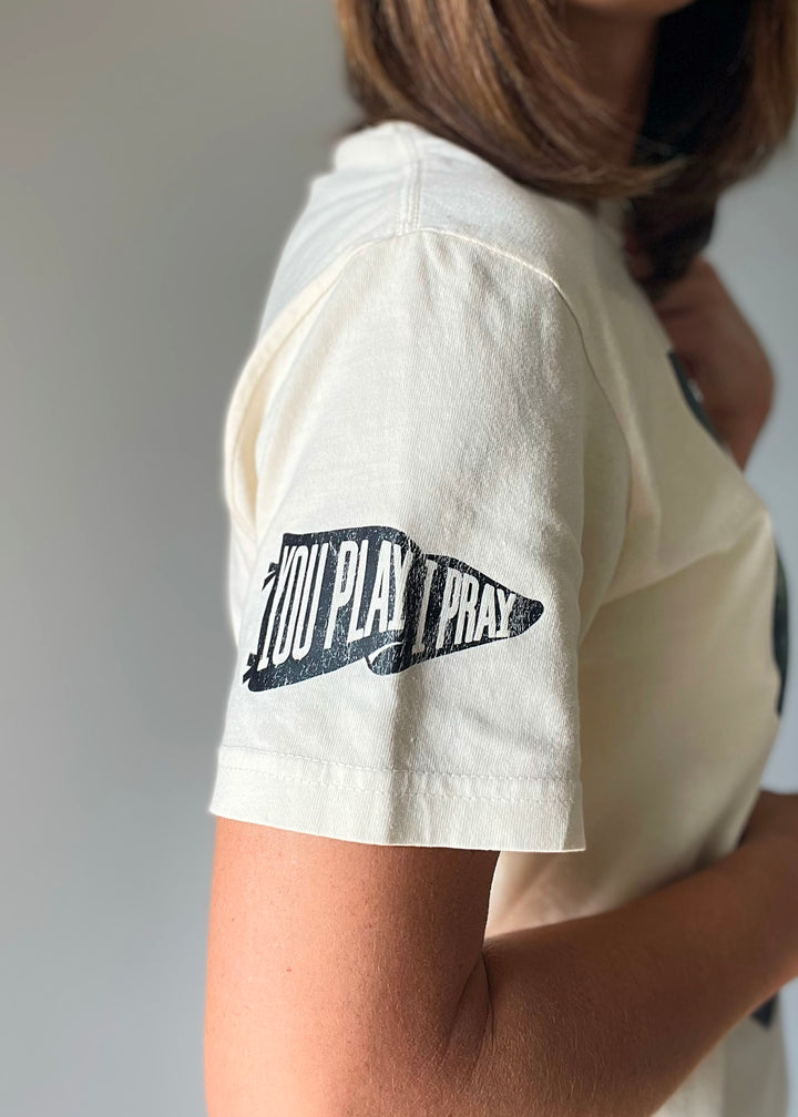 Women's Spartans "S" Cream Tee | SJO Spartan T-shirt