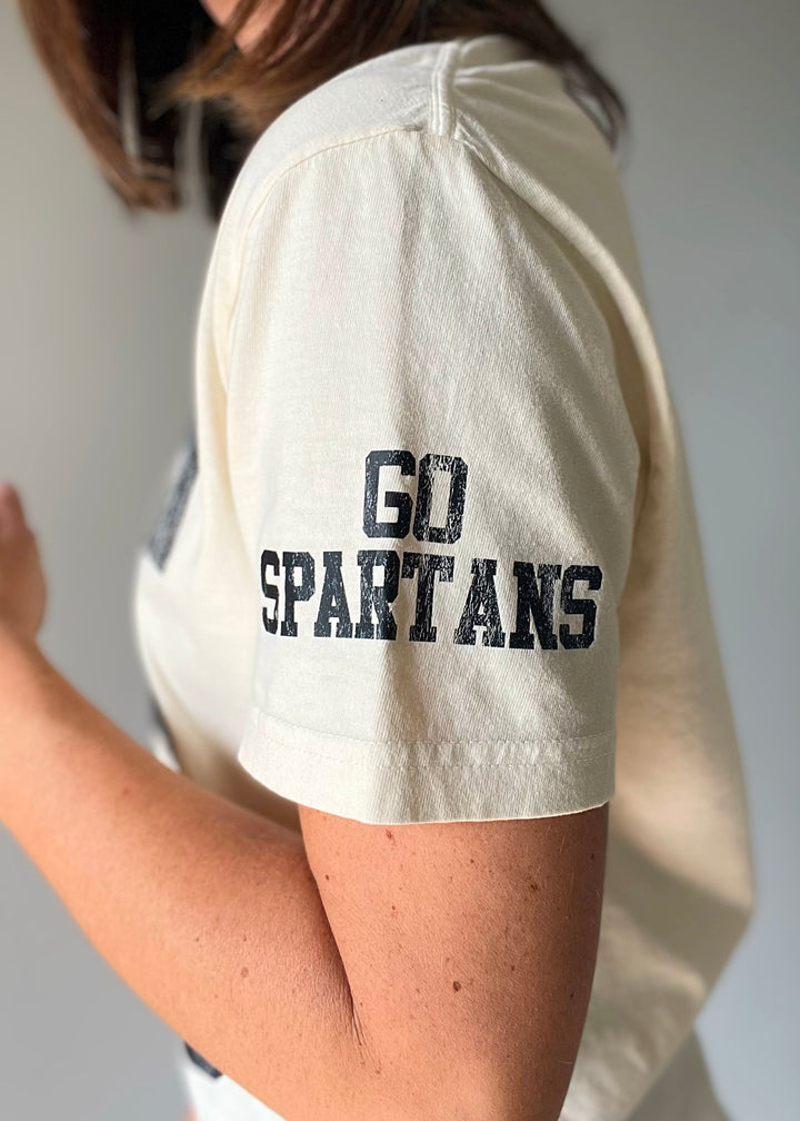 Women's Spartans "S" Cream Tee | SJO Spartan T-shirt