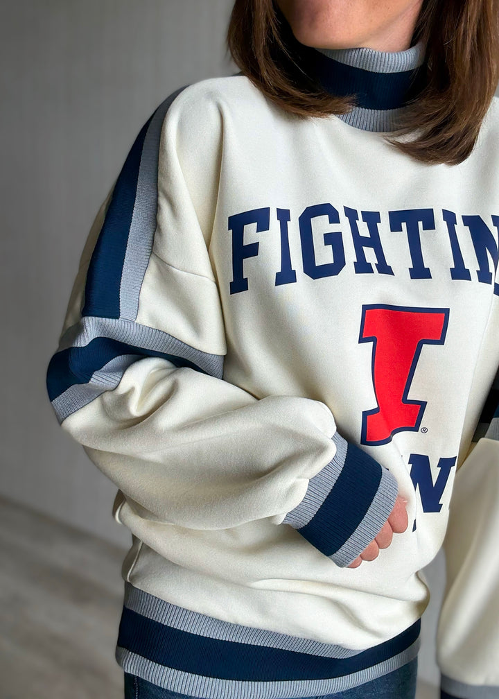 Women's Illinois Colorblock Turtleneck Sweatshirt | Illinois Illini Game Day Outifts 