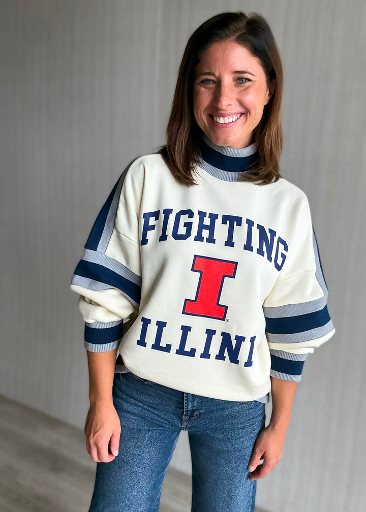 Women's Illinois Colorblock Turtleneck Sweatshirt | Illinois Illini Game Day Outifts 