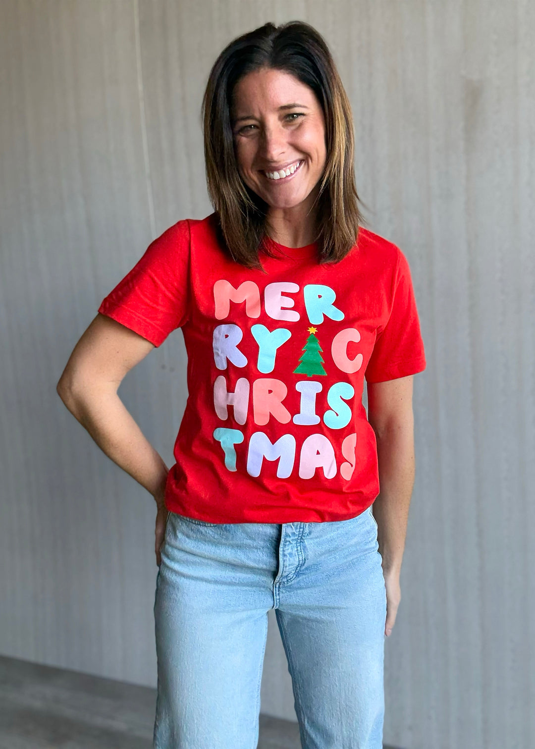 Women's Red Merry Christmas  Short Sleeve Tee