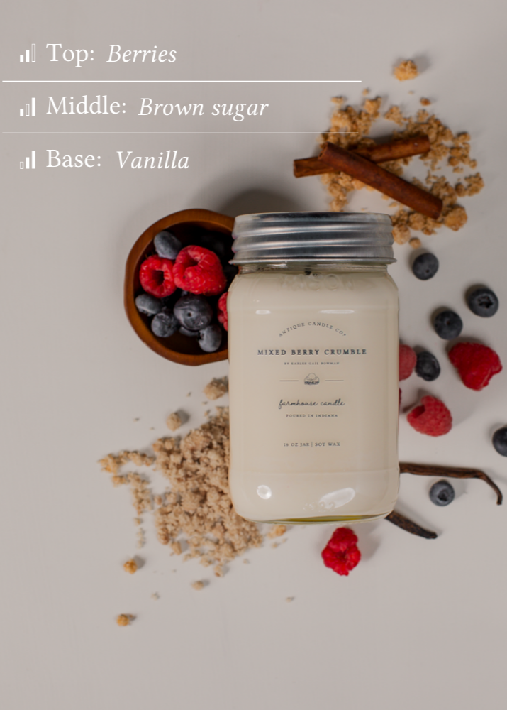 Mixed Berry Crumble - Soy Wax 16 oz Mason Jar Candle