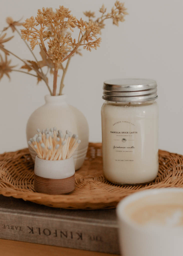 Vanilla Spice Latte - Soy Wax 16 oz Mason Jar Candle
