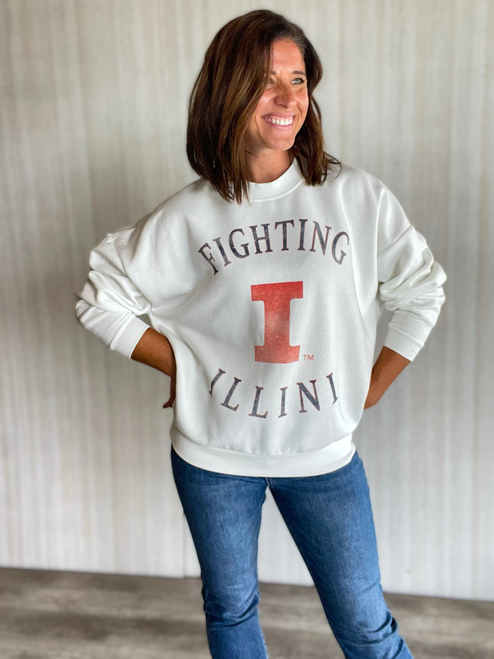 White Fighting Illini Pullover | Champaign-Urbana Boutique