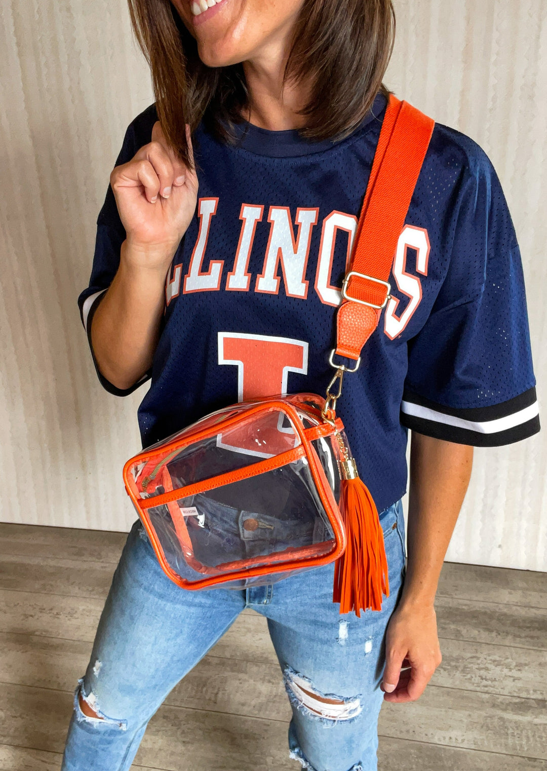 Orange Game Day Clear Crossbody Bag