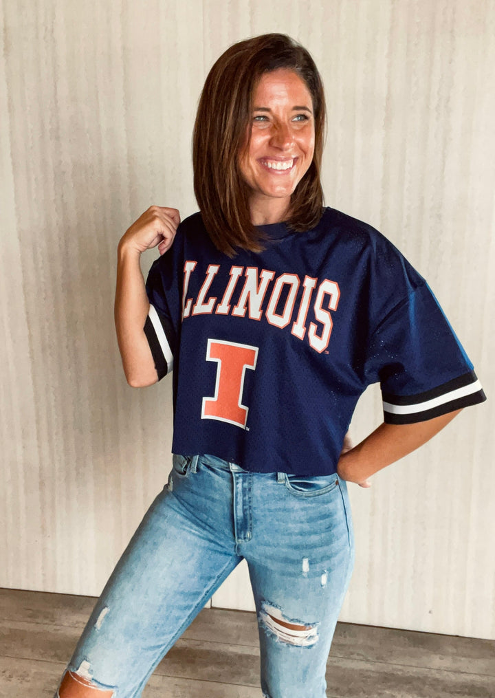 Women's Illinois Cropped Jersey | Champaign-Urbana Game Day Boutique Clothing