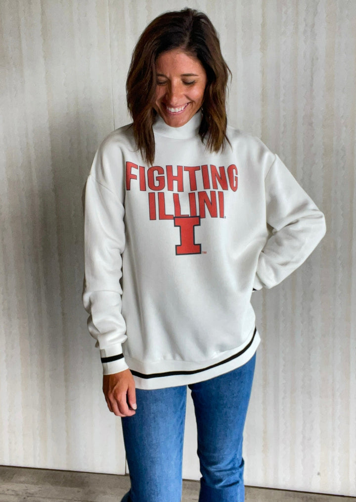Fighting Illini Mock Pullover | Champaign-Urbana Women's Clothing Boutique serving Central Illinois and beyond with game day apparel.