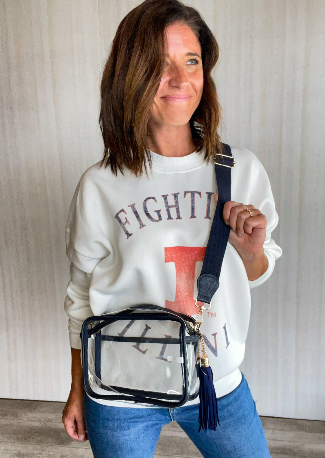 Navy Game Day Clear Crossbody Bag