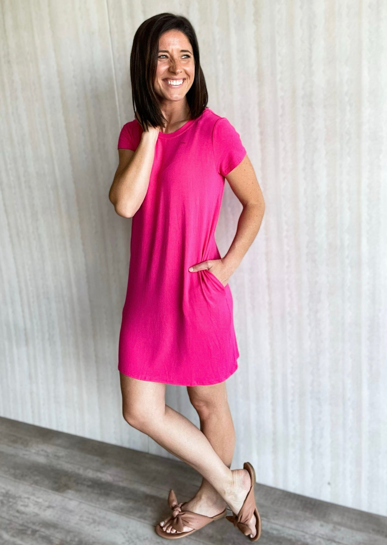 Neon pink tshirt outlet dress