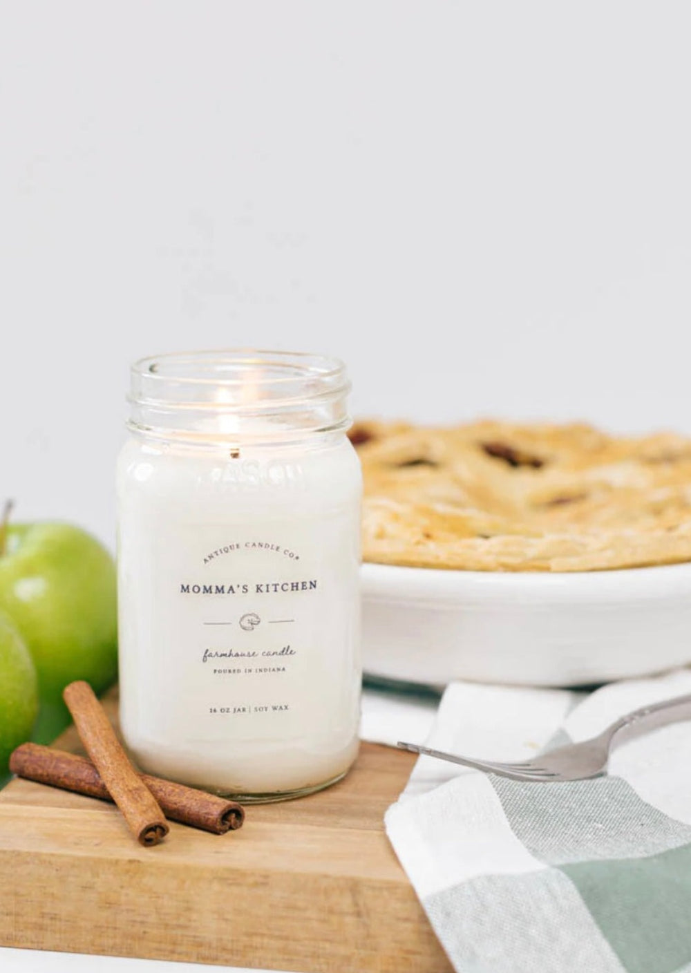 Momma's Kitchen 16 oz Farmhouse Mason Jar Soy Wax Candle | Antique Candle Co., hand poured in Indiana