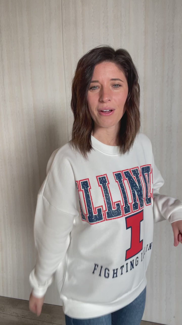Illinois Fighting Illini Drop Shoulder Crewneck Sweatshirt