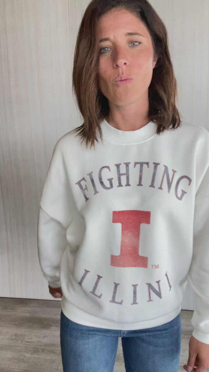 White Fighting Illini Pullover | Champaign-Urbana Boutique
