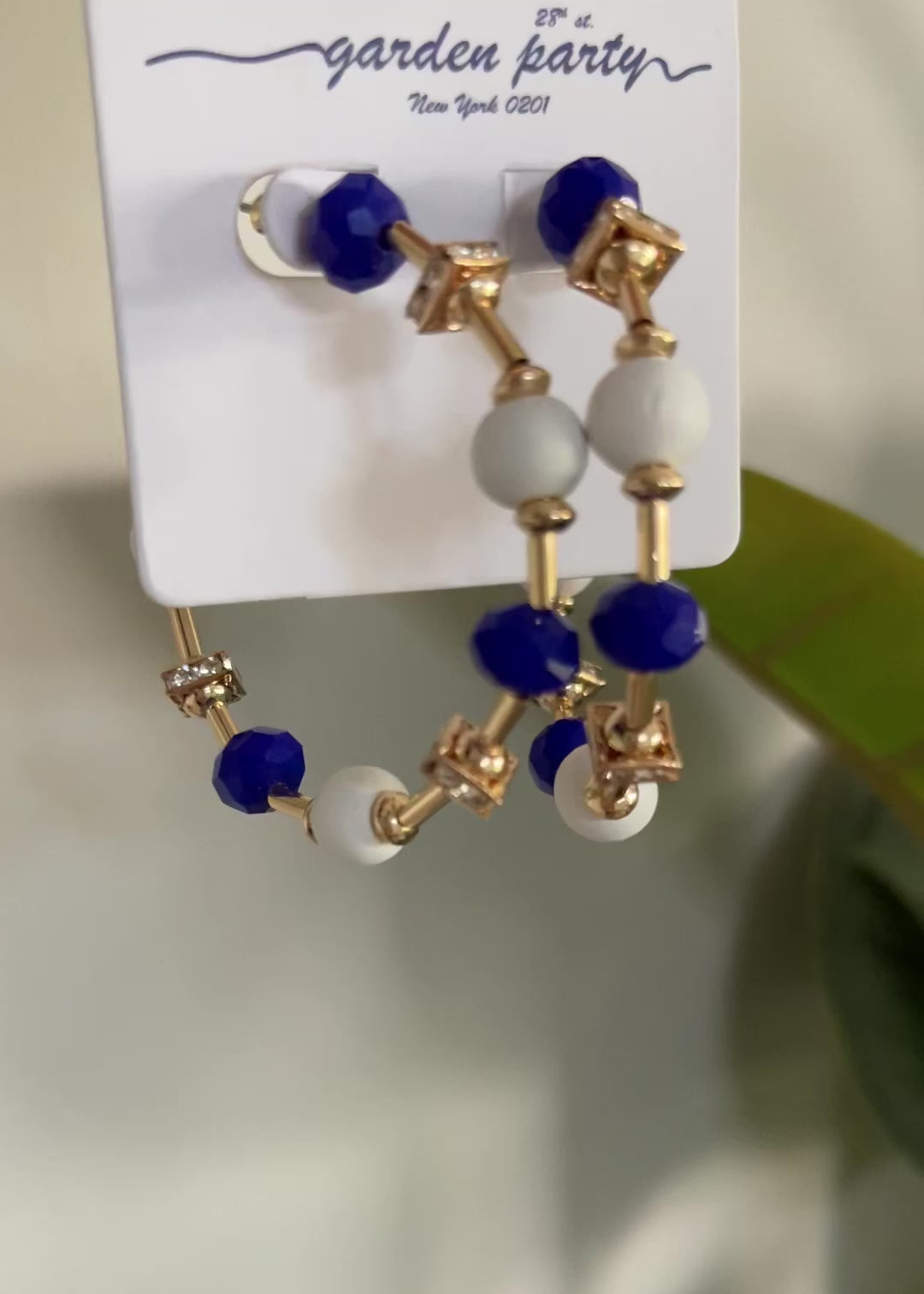 Hoop Earrings - Blue/White